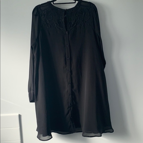 ASOS Long-Sleeved Babydoll Dress with Lace Panels - Picture 4 of 4